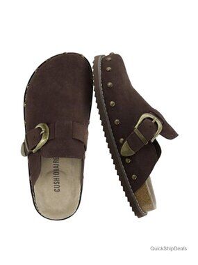 CUSHIONAIRE Bronco Slip On Mule Womens Shoes – Genuine Suede Leather Clogs with